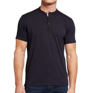 John Varvatos Collection Men/'s Cranberry Linen Burnout Short Sleeve Henley Shirt